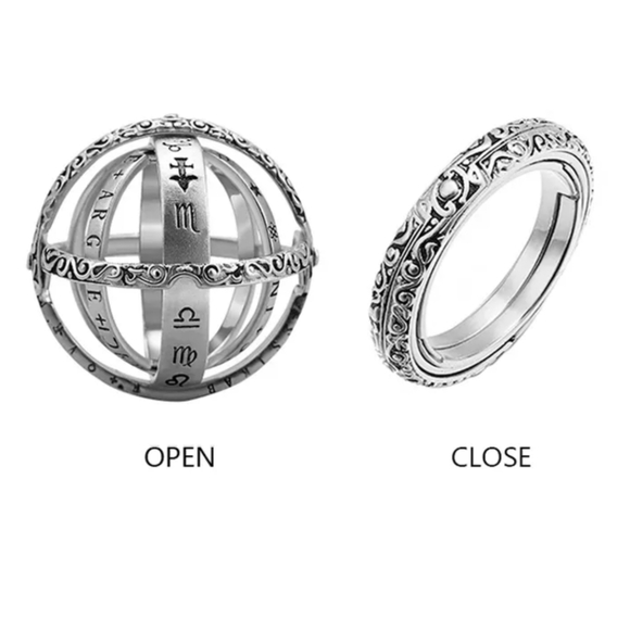 5/$25 Silver rotating cosmic 2 in 1 ring/ necklace pendant Sz 12, New, sealed - Picture 2 of 11